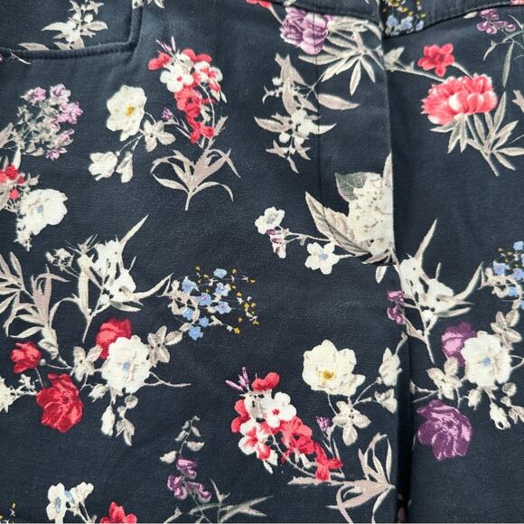 Lane Bryant The Allie Navy Blue Multicolor Floral Ruffle Cropped Pants Sz 14 - Picture 9 of 13